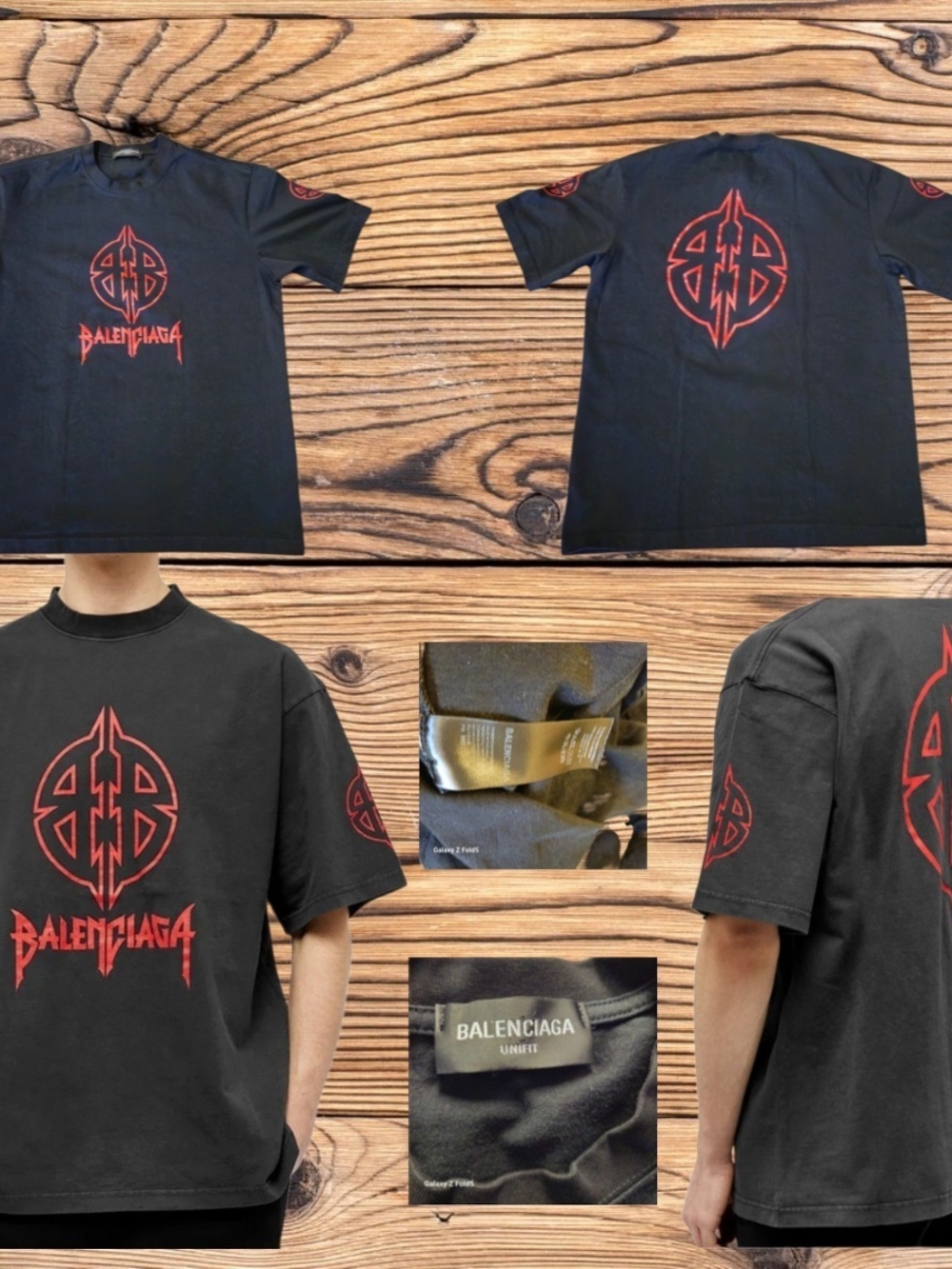 Balenciaga Black Short-Sleeve Tee with Red Graphic Logo